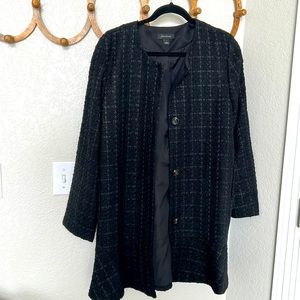 ANN TAYLOR TWEED BULCE LONG BLAZER COAT LARGE NWOT